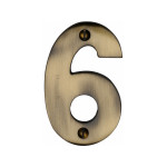 M Marcus Heritage Brass Numeral 6 - Face Fix 76mm Heavy font